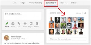Google+ liste med danske online marketing personer